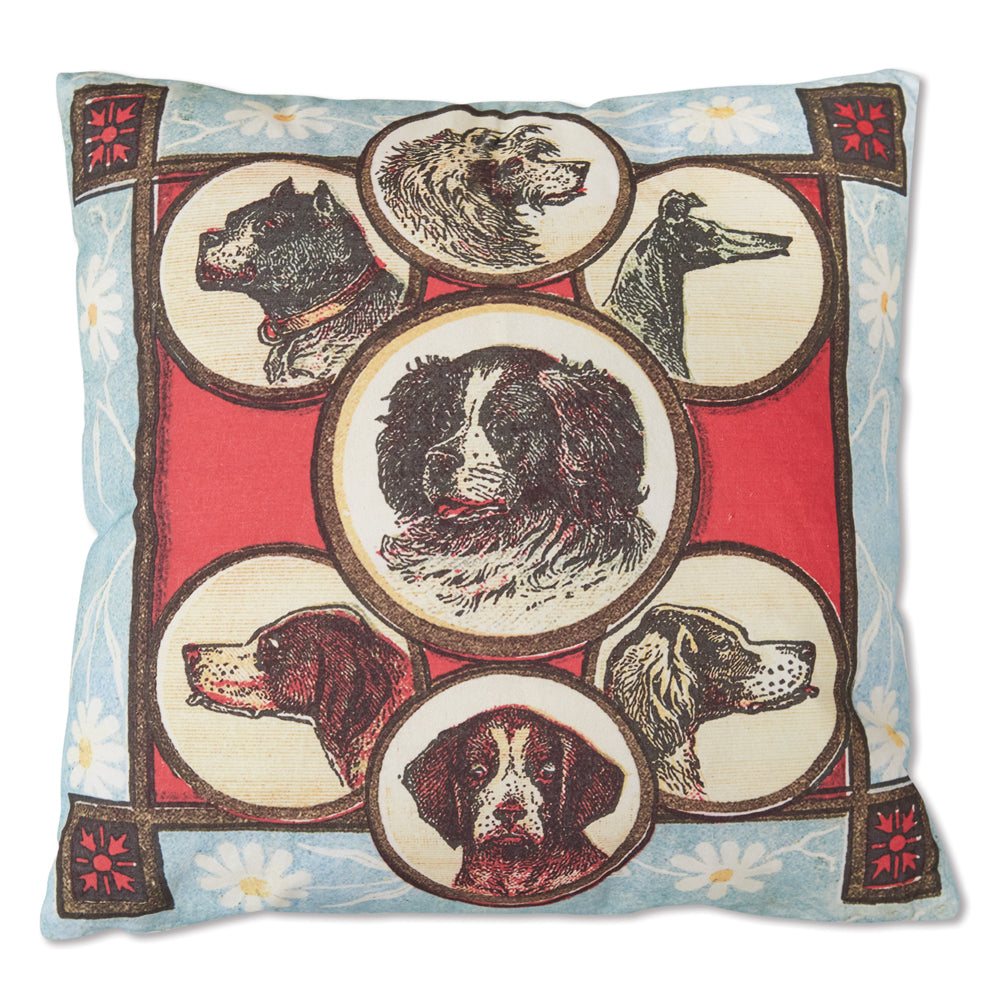 Canine and Floral Throw Pillow